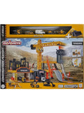 Majorette Creatix Construction Site Xxl Construction Toy Set, Includes 5 Volvo Construction Vehicles, Crane, Tunnel, Garage, Three Levels For Children, Yellow