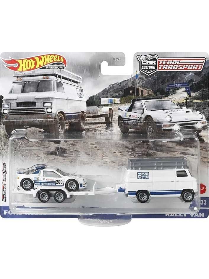 EXCLUSIVE Hotwheels Car Culture Team Transport Ford RS200 & Rally Van,1:64