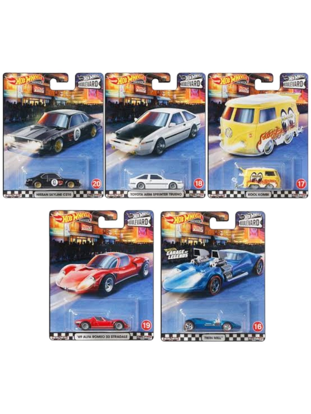 Hotwheels boulevard set of 5