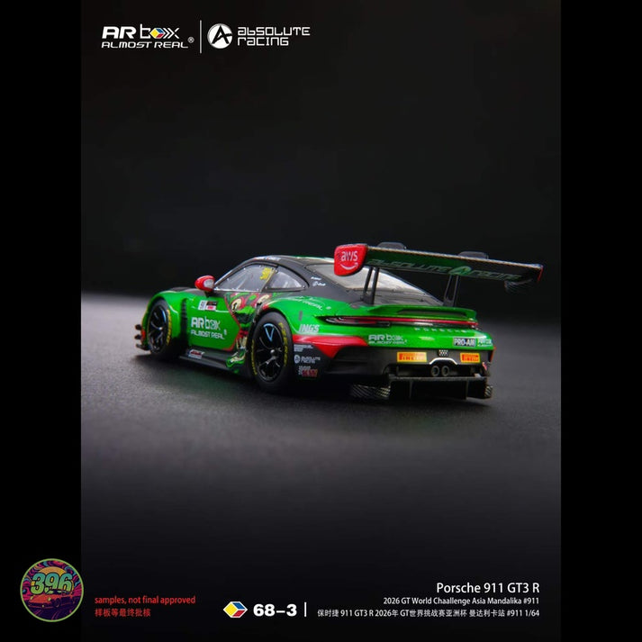AR Box Porsche 911 GT3 R 2026 GT World Challenge Asia Mandalika #911 1:64 Scale (68-3)