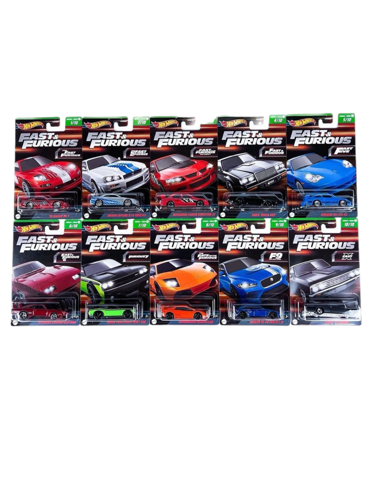 Hotwheels fast and Furious set of 10 2023 (blisters Little crack card not mint)