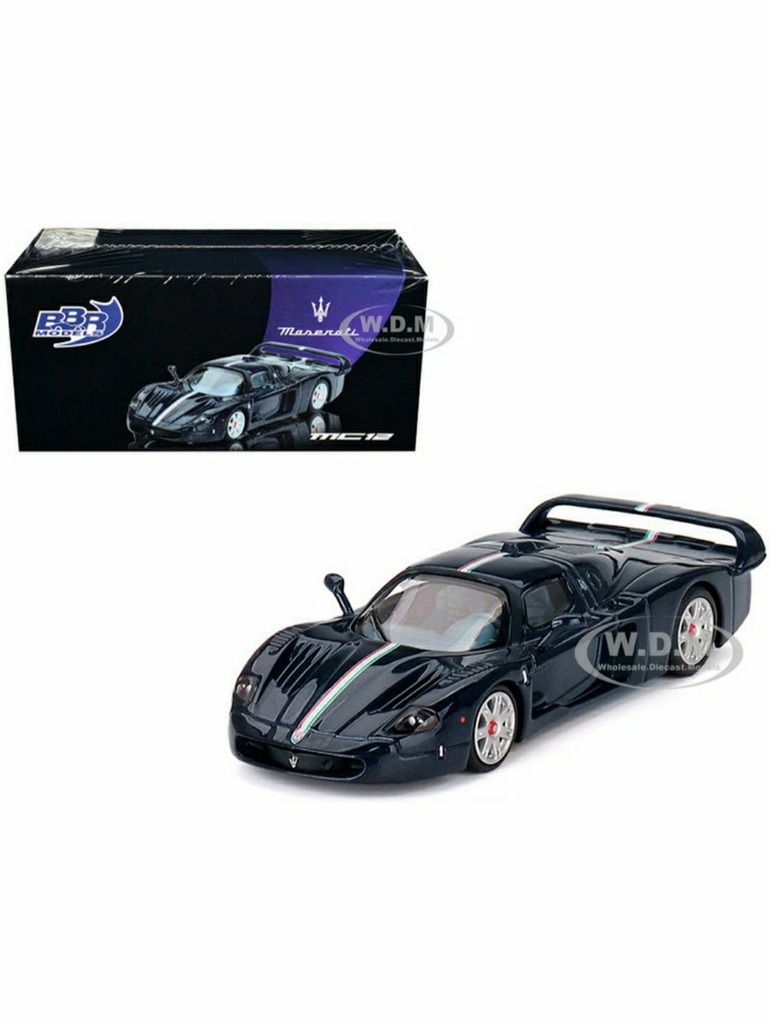 BBR Models Maserati MC12 Stradale Blue Metallic White Stripe