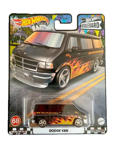 EXCLUSIVES Hot Wheels Premium Boulevard Dodge Van - Black - 2020 Card