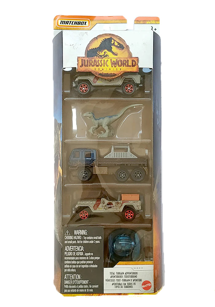 EXCLUSIVES PRE OWNED Matchbox Jurassic World Dominion Total Terrain Adventures Five set