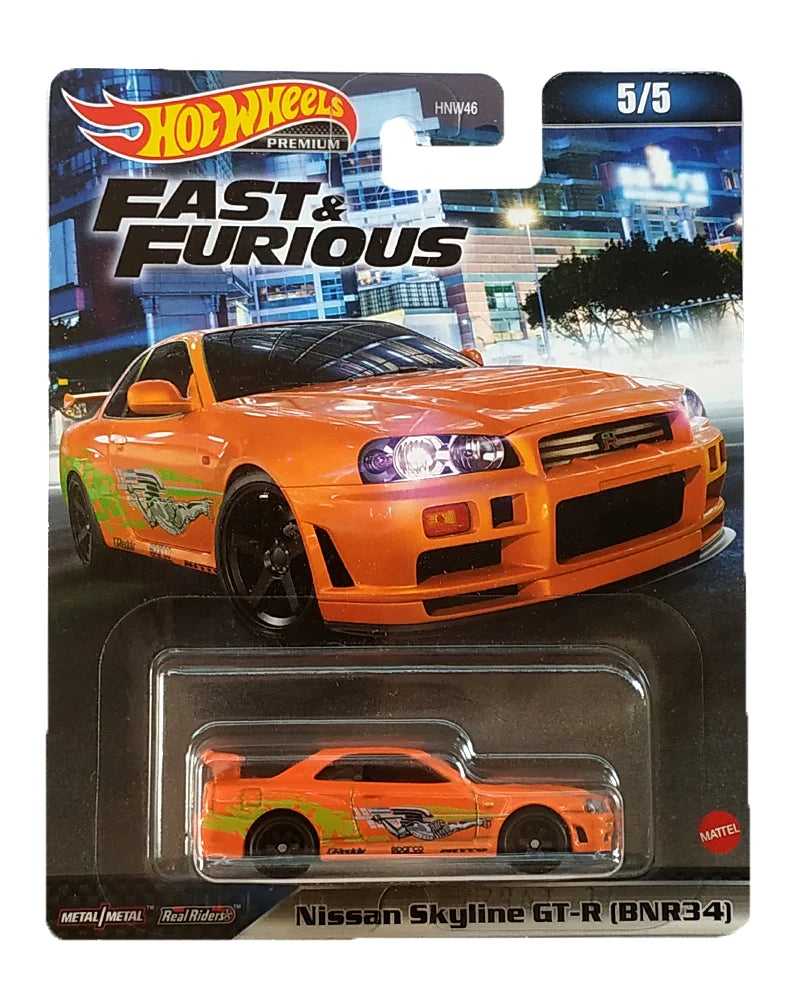 Hotwheels Fast and Furious Nissan Skyline GT-R (BNR34) imported premium 1:64 scale
