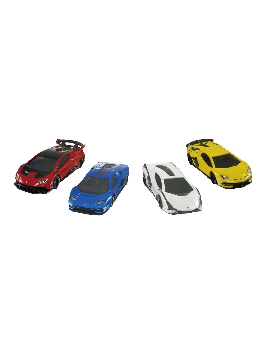 Tomica Lamborghini Collection Includes 4 Cars (Lamborghini Huracan STO, Lamborghini Countach LPI 800-4, Lamborghini Sian FKP 37, Lamborghini Aventador SVJ)