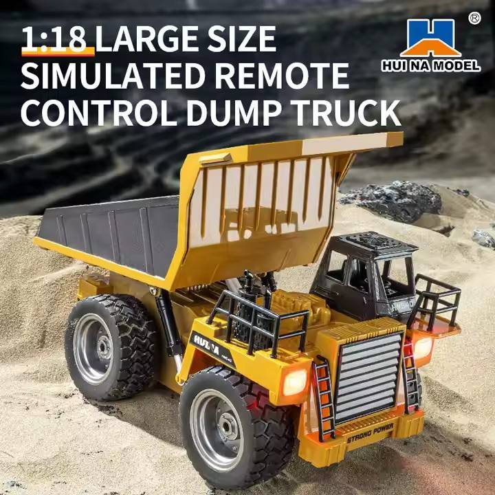 Huina Toys 1533 Remote Control Dump Truck 9 Channel Including Rechargeable battery 360°Direction 2.4Ghz Frequency 1:18 Scale