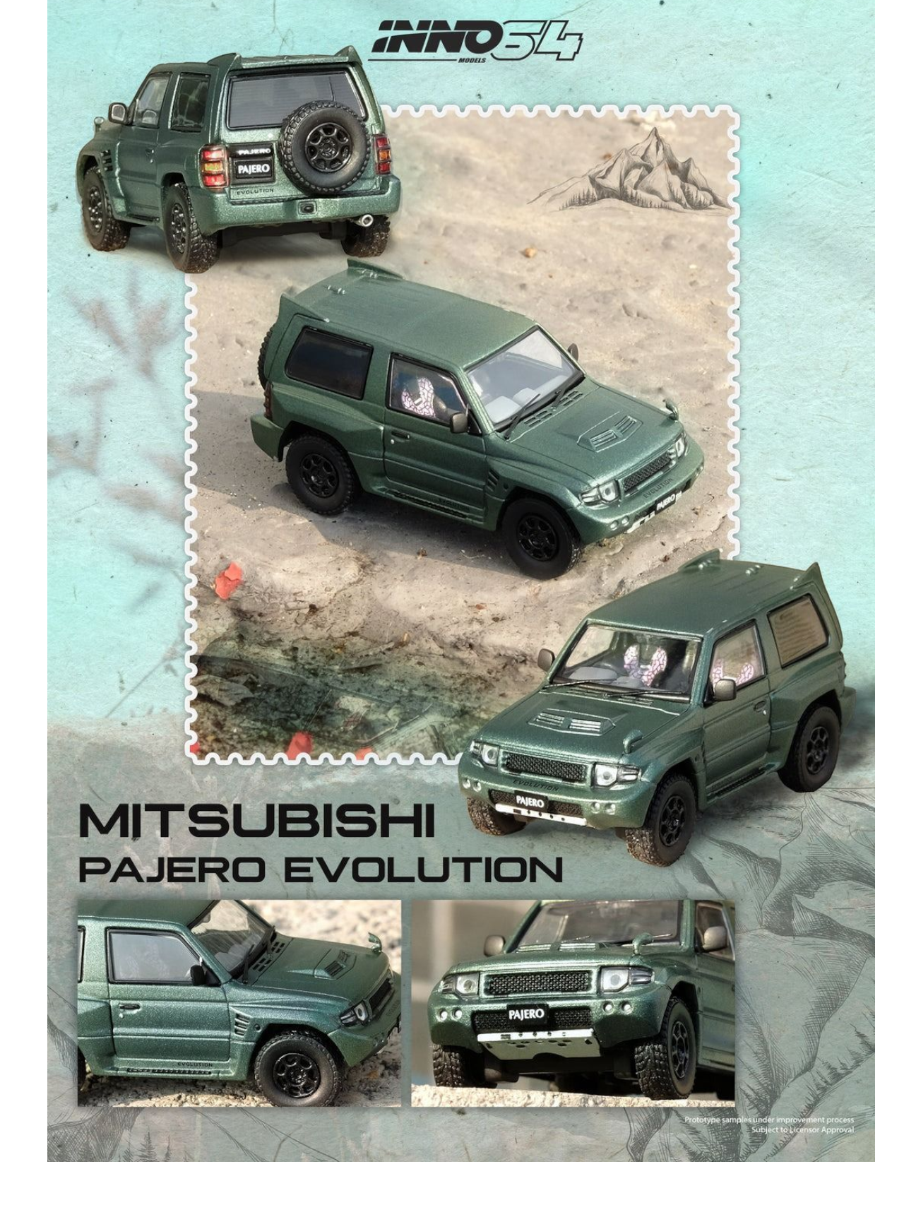 Inno64 Mitsubishi Pajero Evolution Diecast 1:64 Scale (With Acrylic Case)