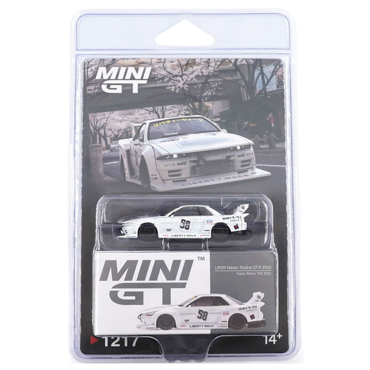 Mini GT #1217: Nissan Skyline GT-R (R32) Kaido Works TAS 2025 1:64 Scale