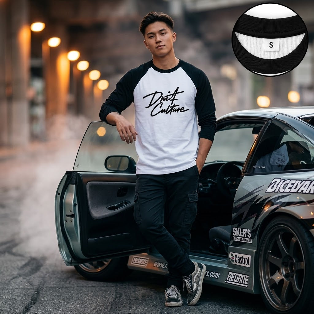 Drift Culture Men’s Round Neck Raglan Full Sleeve Printed T-Shirt | Stylish Casual & Trendy Streetwear Tee