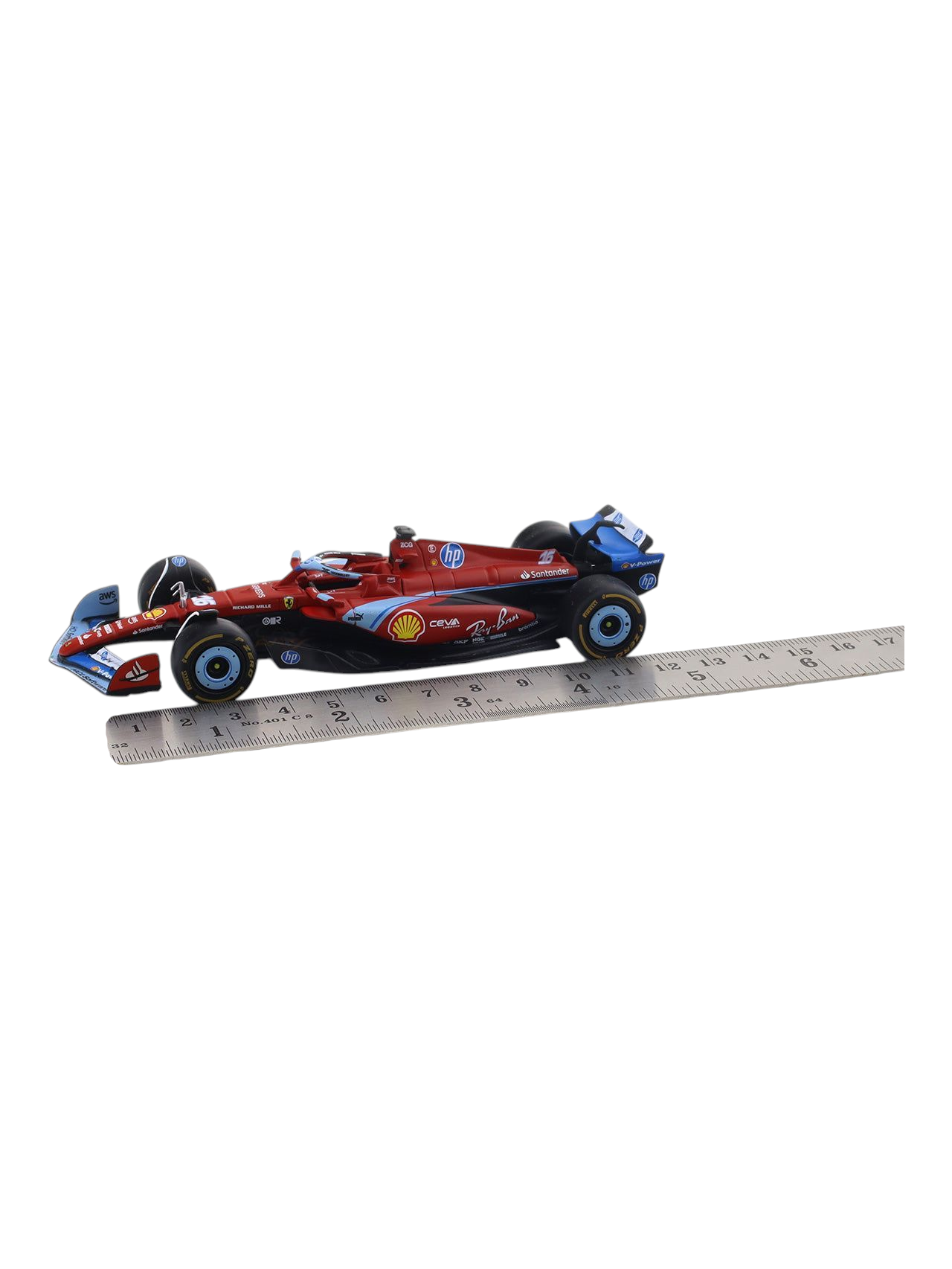 Bburago Formula 1 (F1) 2024 Ferrari SF-24 No. 16 Charles Leclerc Miami GP 1:43 Scale Diecast (With Acrylic Case)