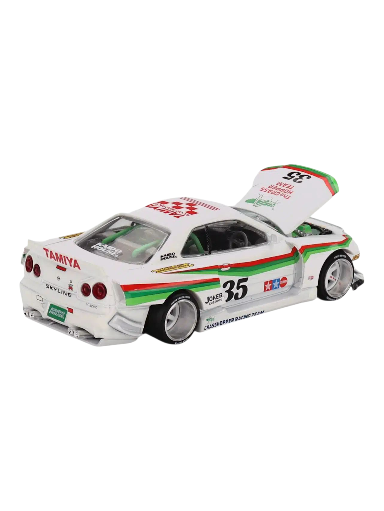 Mini GT Tamiya x Kaido House Collaboration Nissan Skyline GT-R (R34) "The Grasshopper" 1:64 Scale