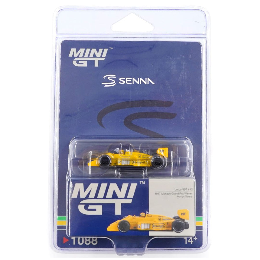 Mini GT Blister #1088: Lotus 99T #12 Ayrton Senna 1987 Monaco Grand Prix Winner Imported 1:64 Scale