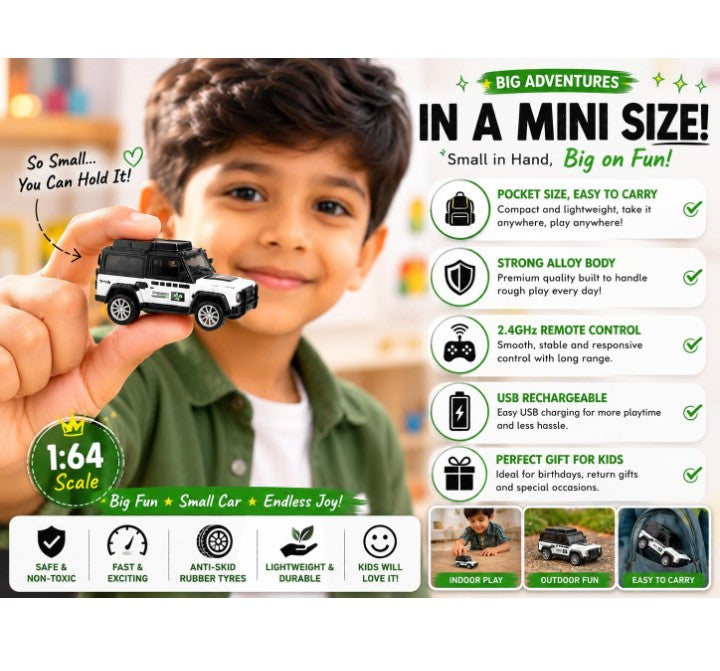 1:64 Scale Mini RC Car –Remote Control Alloy Crawler with 2.4GHz & Bluetooth Dual-Mode Control 1:64 Scale