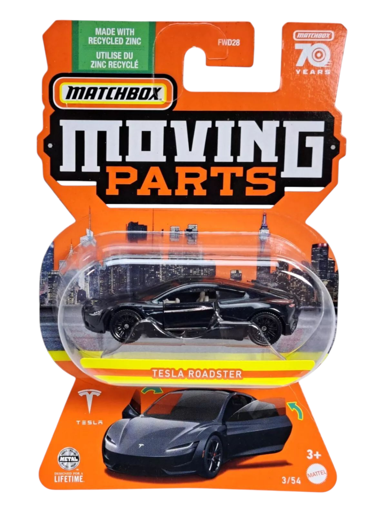 Matchbox Moving Parts Tesla Roadster 1:64 Scale