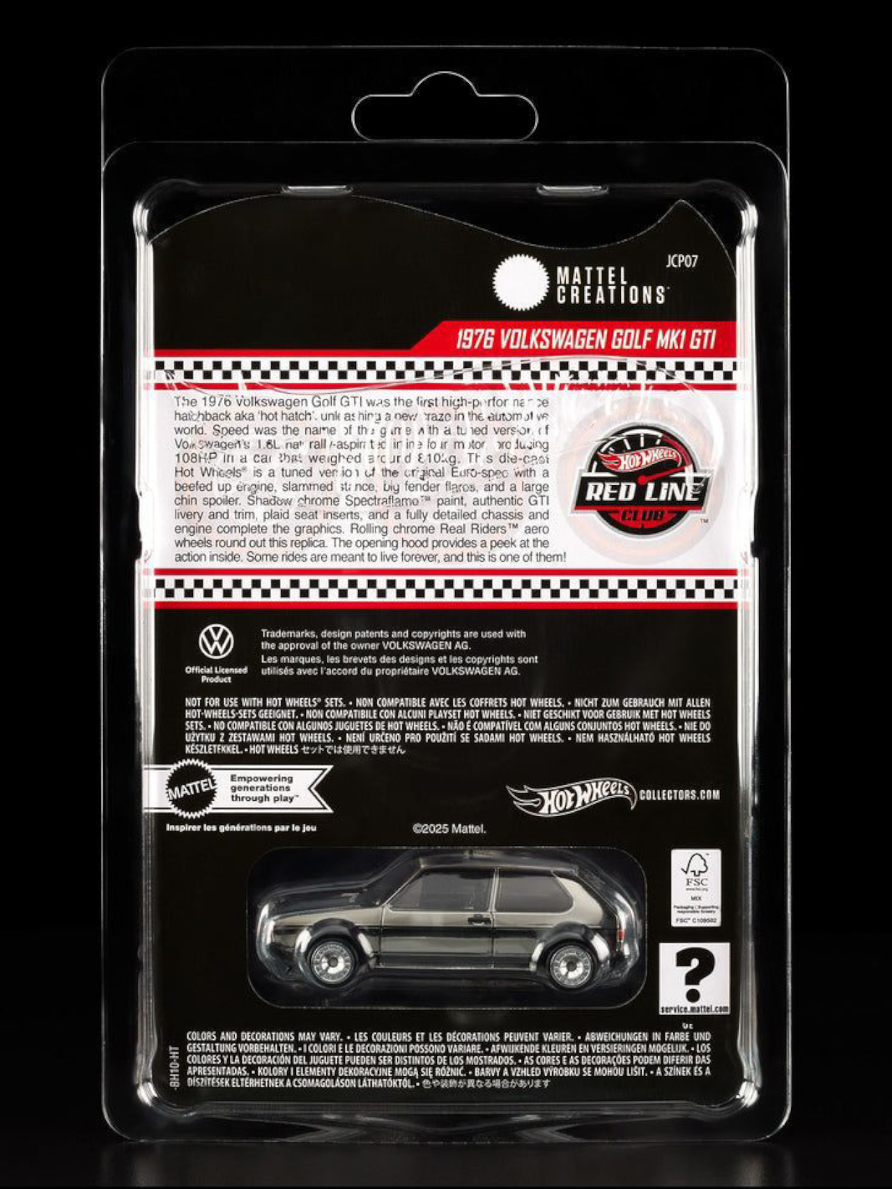 HotWheels 1976 Volkswagen Golf MK1 GTI RLC 1:64 Scale (With Protector)