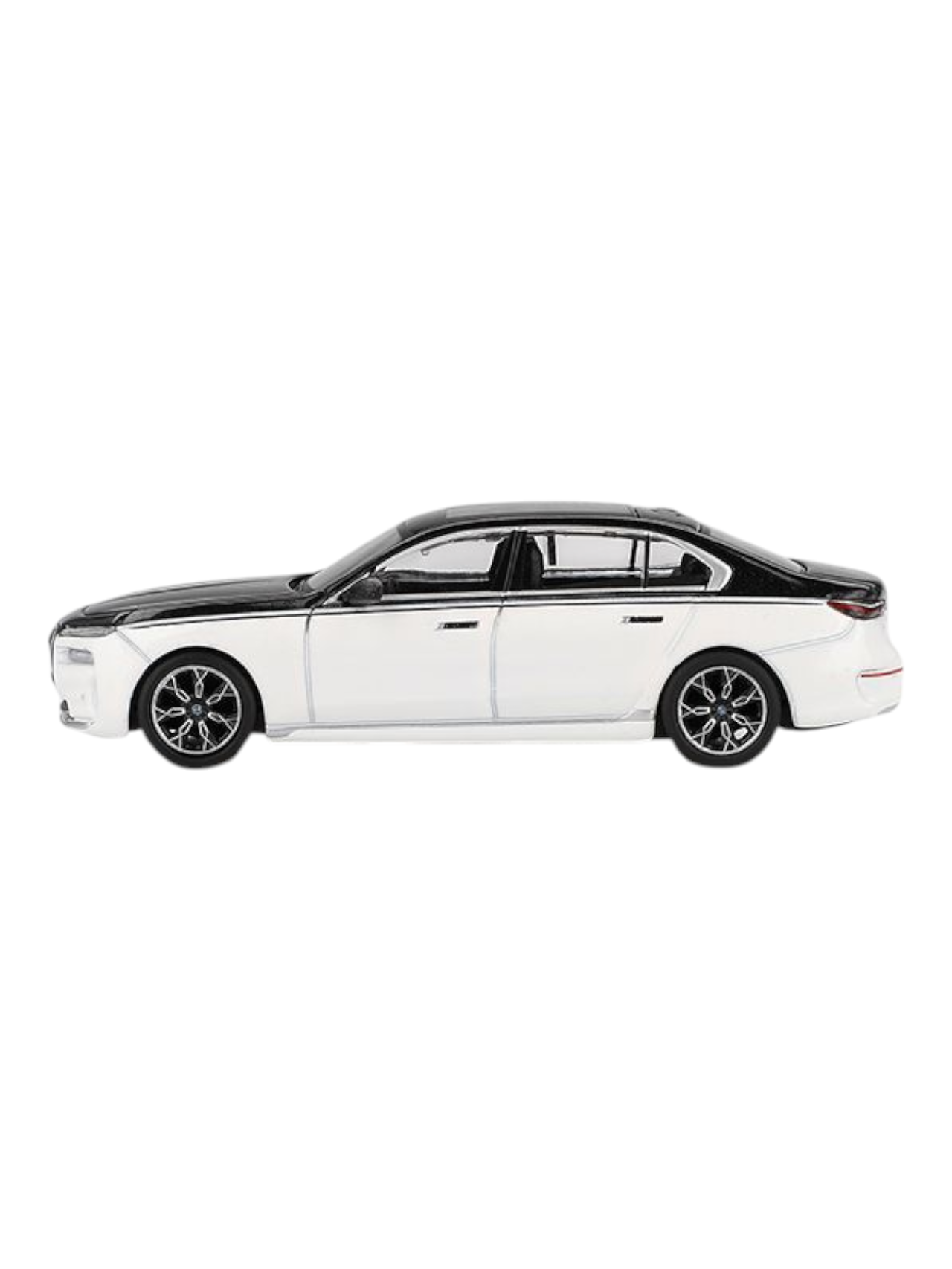 Mini GT BMW i7 xDrive60 (Alpine White/Black Sapphire) 1:64 Scale