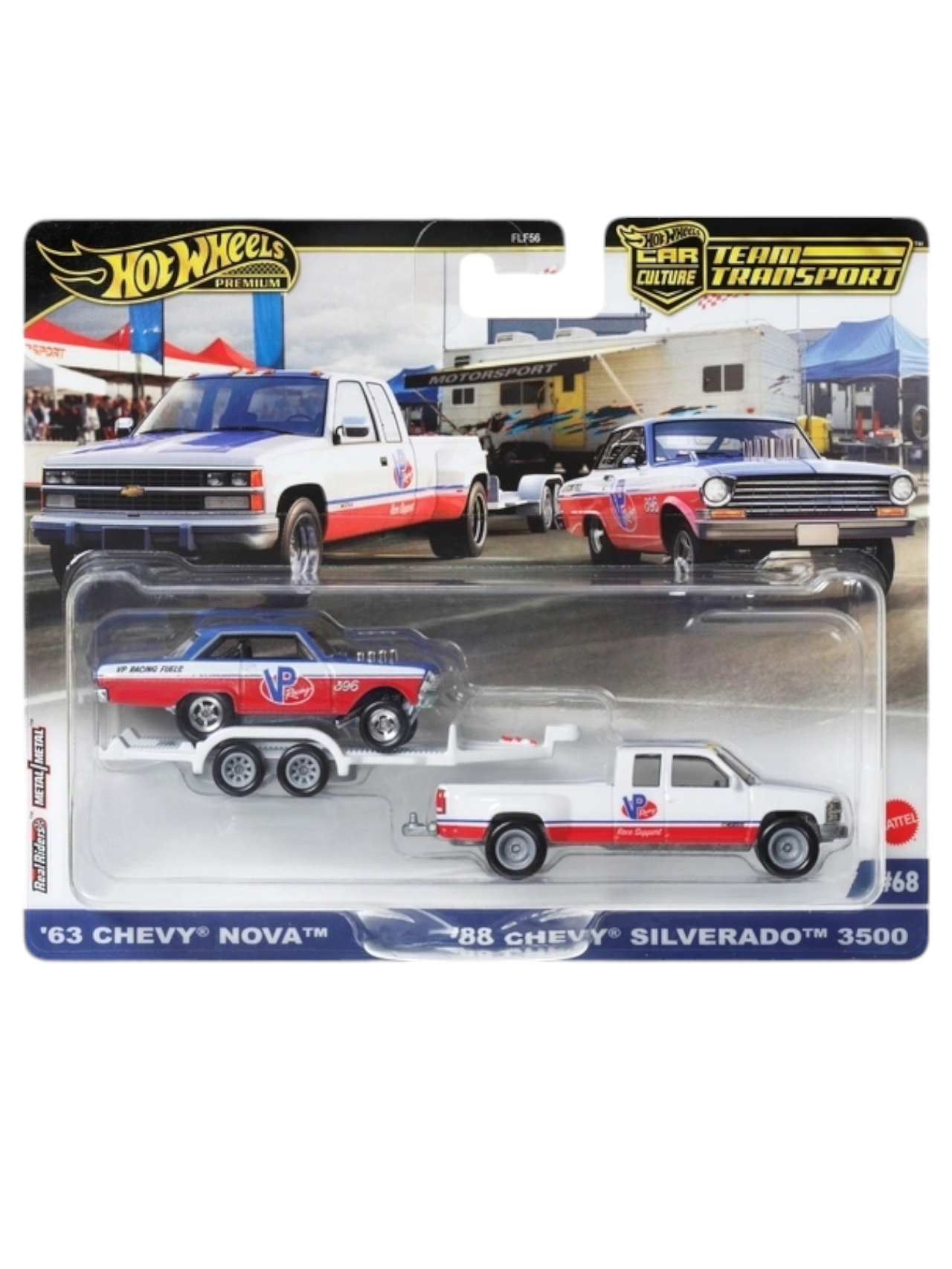 HotWheels '63 chevy Nova '88 Chevy silverado imported team transport 1:64 Scale
