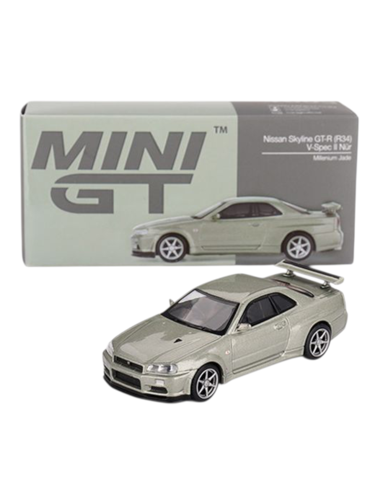 Mini GT Nissan Skyline GT-R R34 V-Spec II Nür (Millenium Jade) Code-1003 1:64 Scale