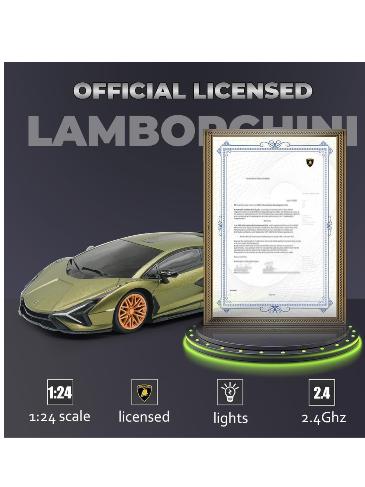 Lamborghini Sian FKP 37 Full Function Remote Control Car 1:24 Scale (Official Licensed Product)