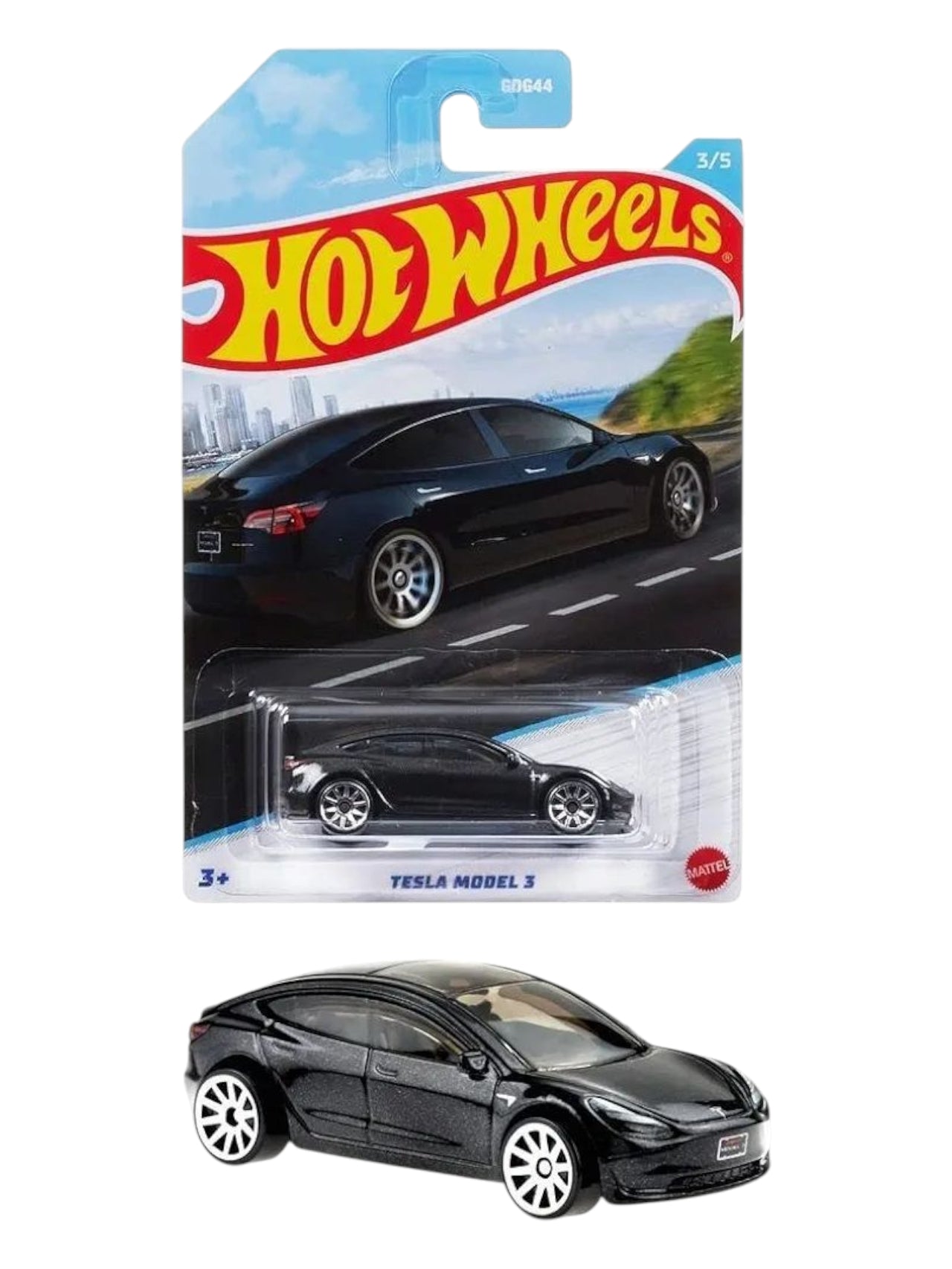 Hotwheels Tesla model 3 imported mainline card art 1:64 Scale