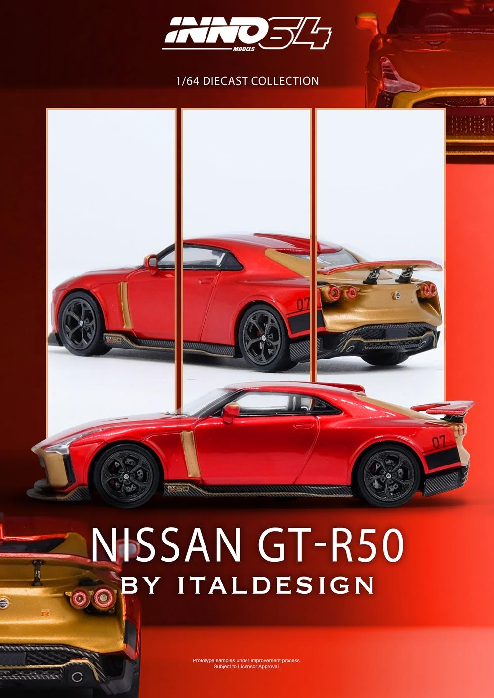 INNO64 Nissan GT-R (R50) 1:64 Scale Metal Diecast IN64-R50-RED