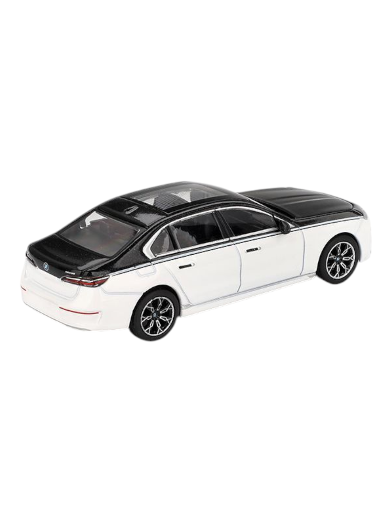 Mini GT BMW i7 xDrive60 (Alpine White/Black Sapphire) 1:64 Scale