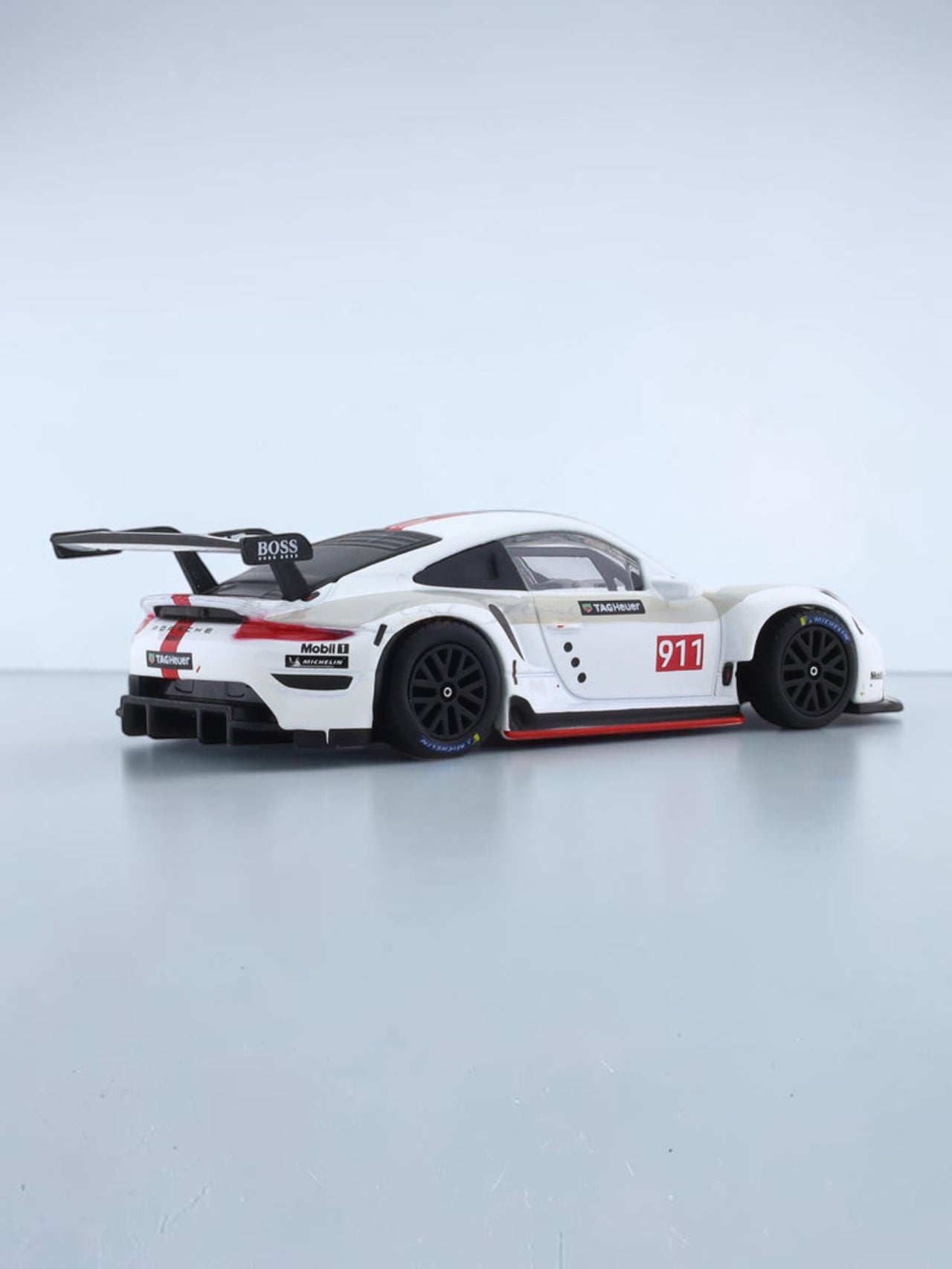 Bburago Porsche 911 RSR 1:43 Scale Diecast Model Car | White Racing Edition