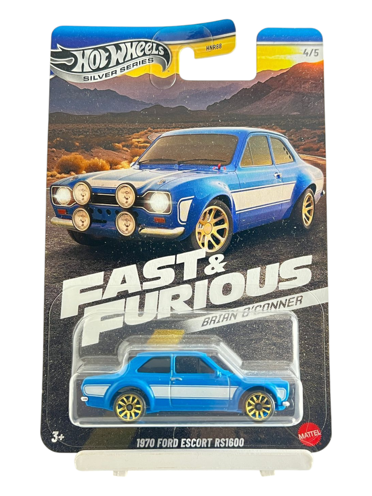 HotWheels Silver Series Fast and Furious Brian O'Conner 1970 Ford Escort RS1600 Imported Mainline Card Art 1:64 Scale