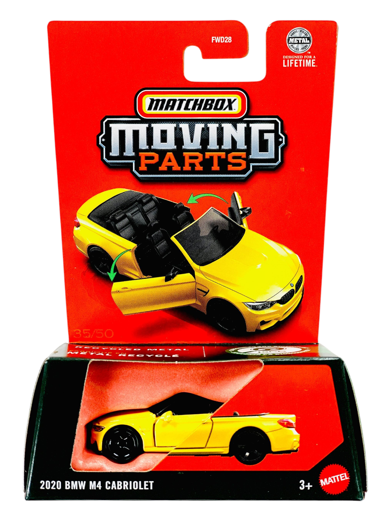 Matchbox Moving Parts 2020 BMW M4 Cabriolet 1:64 Scale
