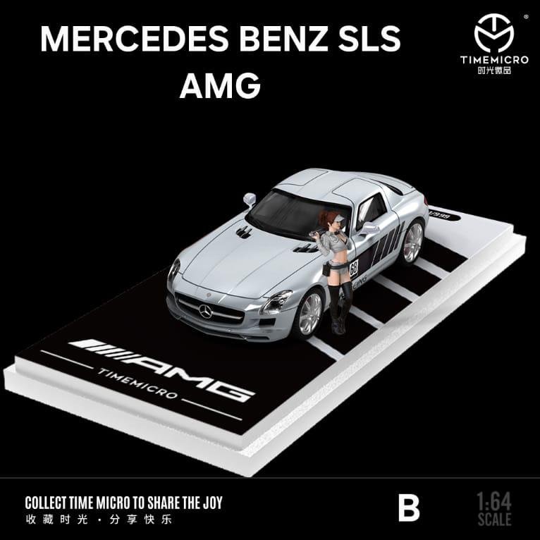 Time Micro Mercedes-Benz SLS AMG 1:64 Scale (With Acrylic Case and Action Figure)