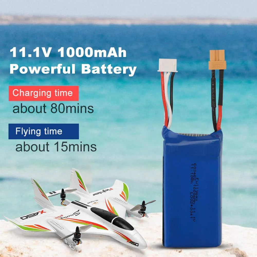 X450 Aviator Rc Airplane 2.4GHZ Radio Control Airlines Remote Control 6 Channel Brushless Motor Aircraft, Vertical Takeoff LED RC Glider Fixed Wing Plane RTF 450mm