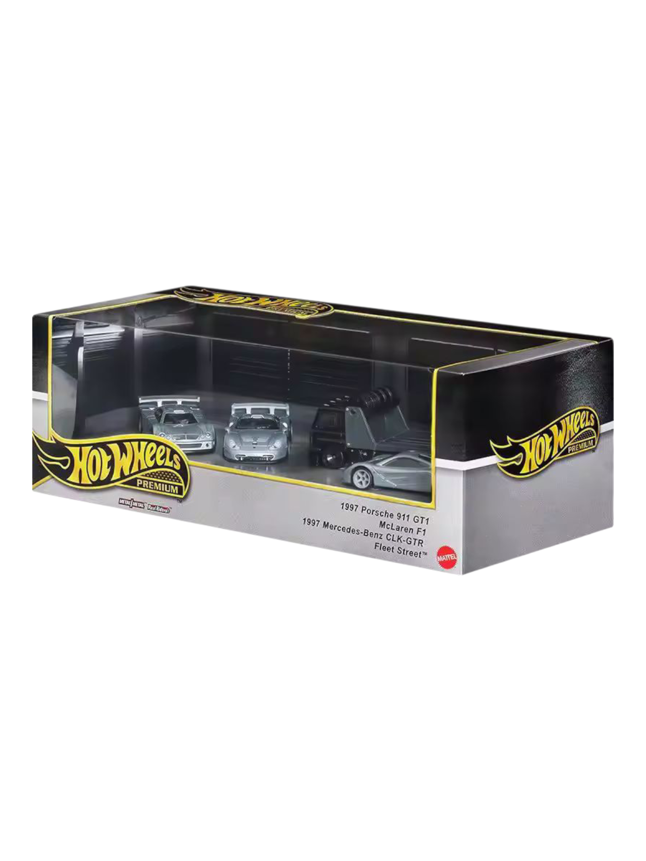HotWheels Imported Premium Fleet Series 1997 Porsche 911 GT1,Mclaren F1,1997 Mercedes-Benz CLK-GTR 1:64 Scale (Box Damaged)