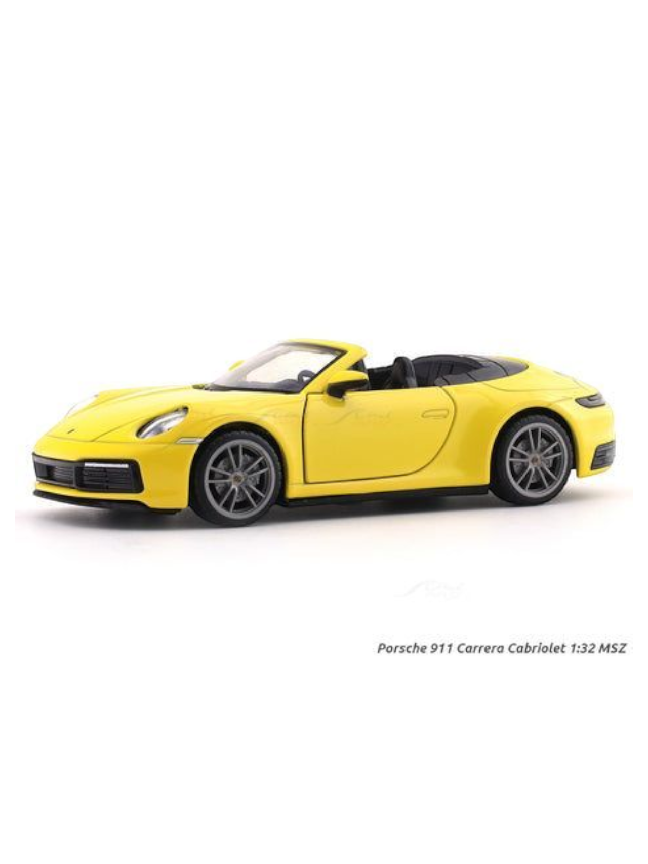 Porsche 911 Carrera Cabriolet Yellow 1:32 MSZ licensed pullback diecast Scale Model car