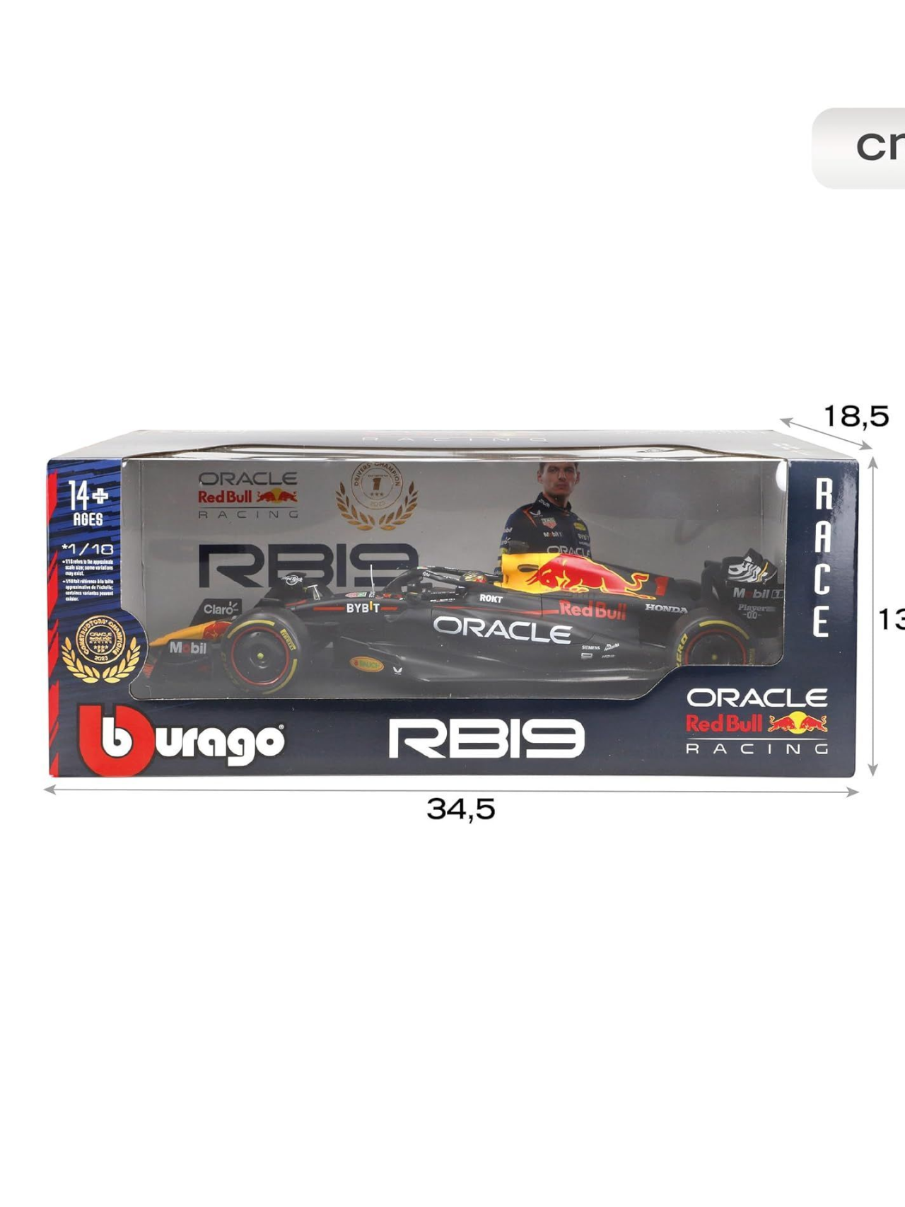 Bburago Formula 1 (F1) Oracle Redbull Racing RB19 -M.Verstappen 2023 Constructors Champions Diecast 1:18 Scale
