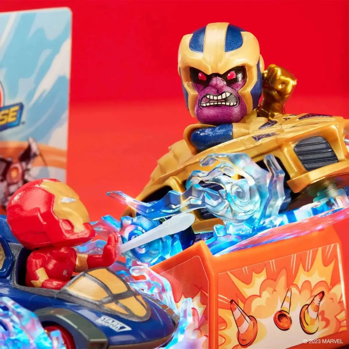 Hotwheels Marvel racer verse Iron Man & Thanos Imported Premium RLC Die Cast Car Set (with light)