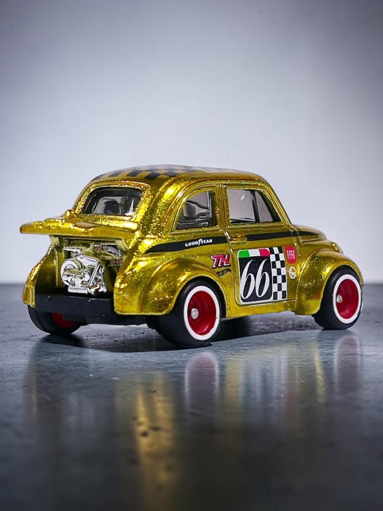 HotWheels '60S FIAT 500D MODIFICADO' Imported Mainline 1:64 Scale Super Treasure Hunt (With protector)