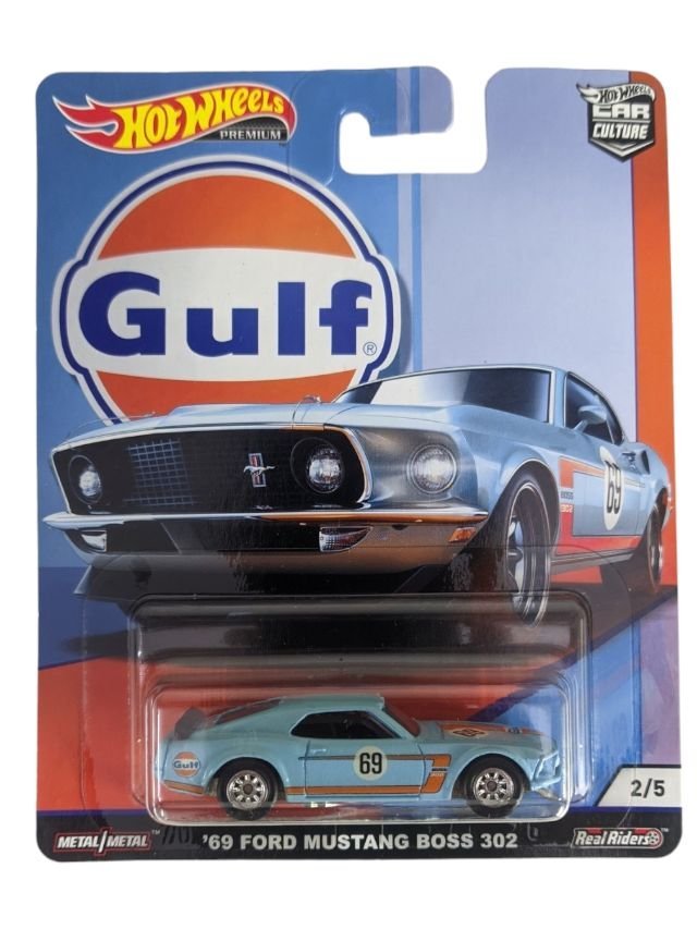 HotWheels Car Culture Gulf 69 Ford Mustang Boss 302 Imported Premium 1:64 Scale