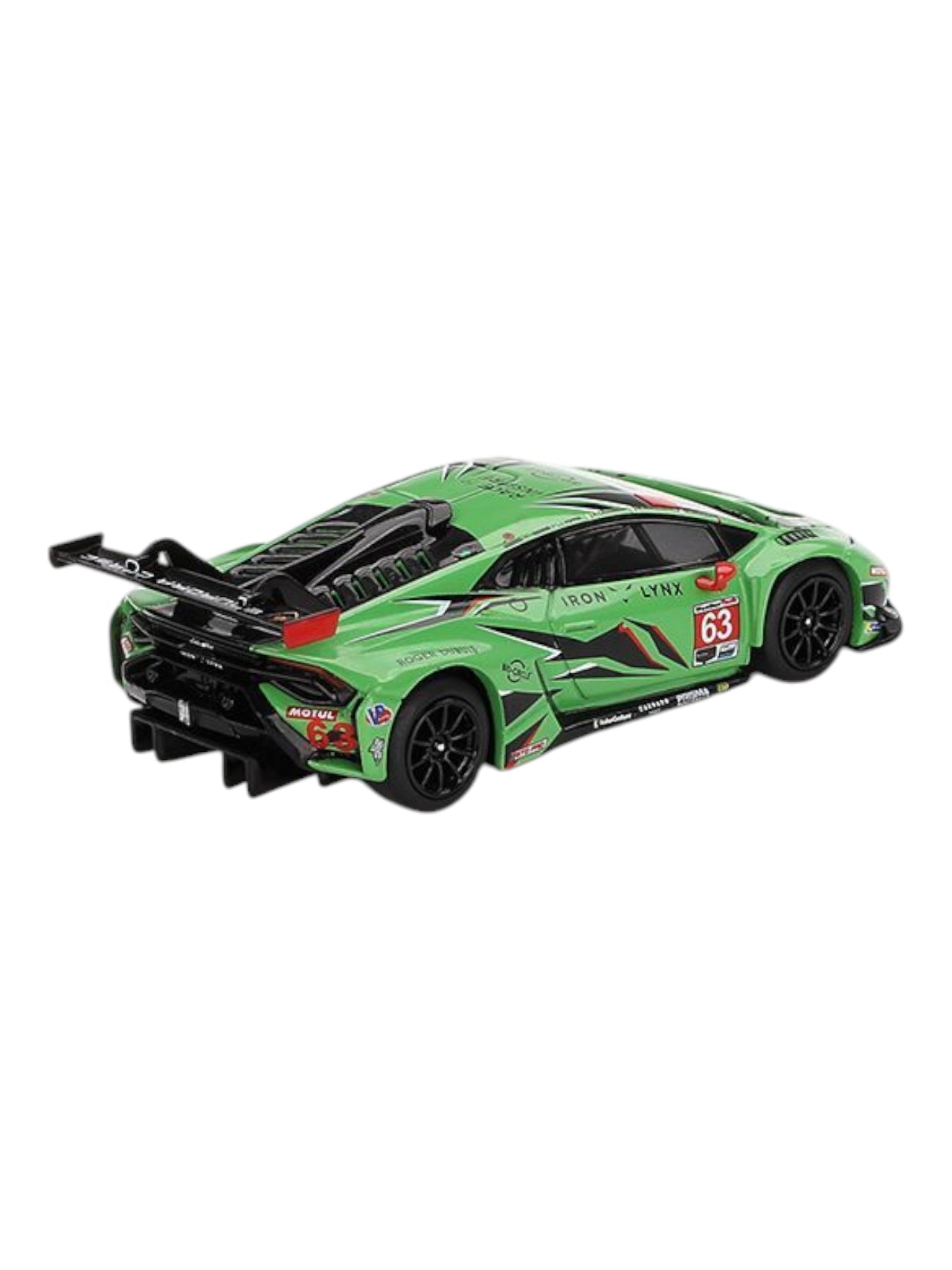 Mini GT Lamborghini Huracan gt3 evo2#63 imsa 2023 Daytona 24 hrs iron lynx 1:64 Scale
