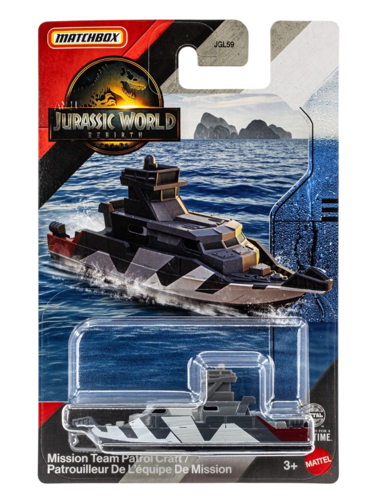 Matchbox Jurassic World Rebirth Mission Team Patrol Craft Imported Mainline Card Art 1:64 Scale