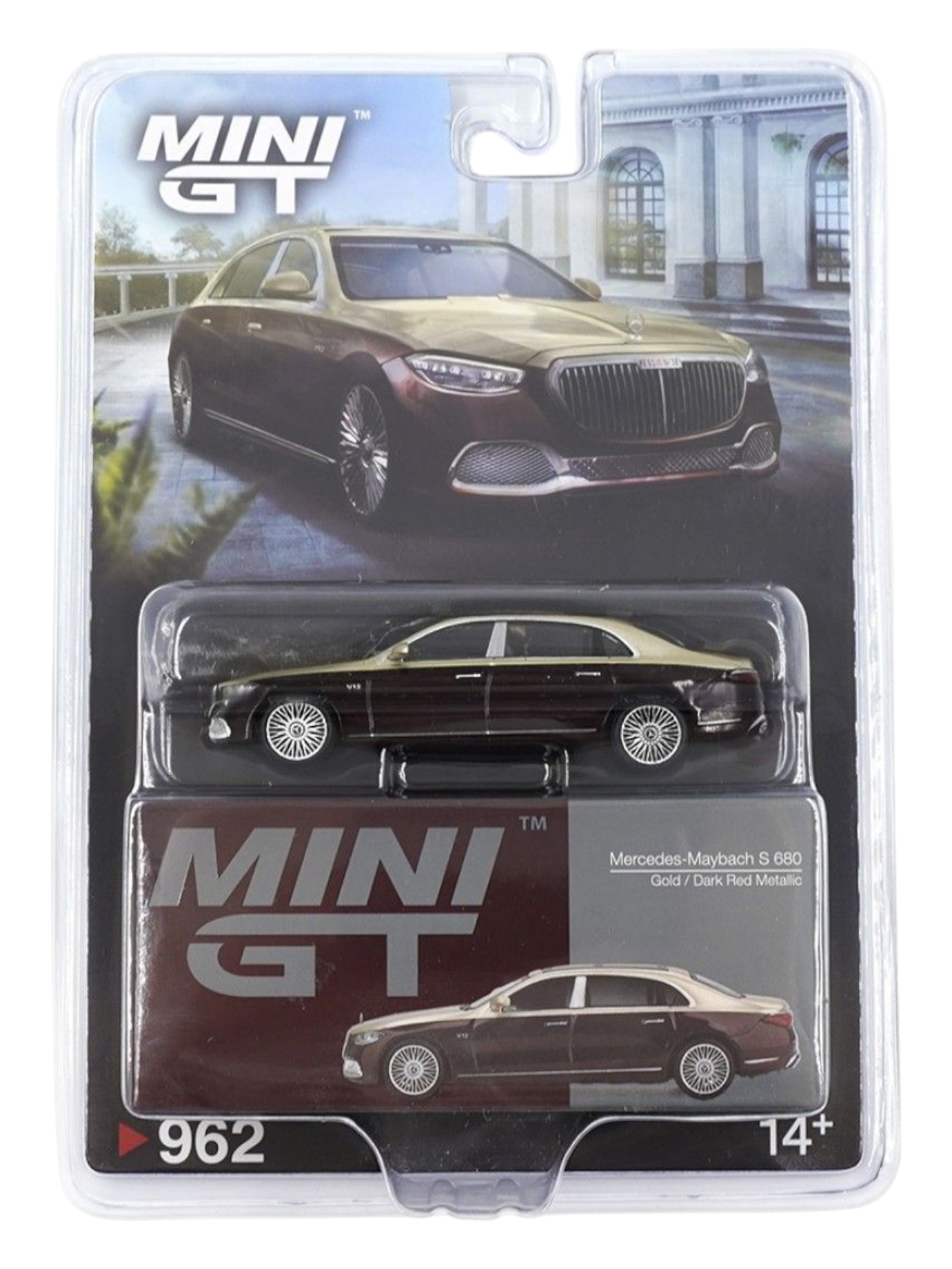 Mini GT Mercedes-Maybach S 680 (Gold/Dark Red Metallic) Code-962 1:64 Scale