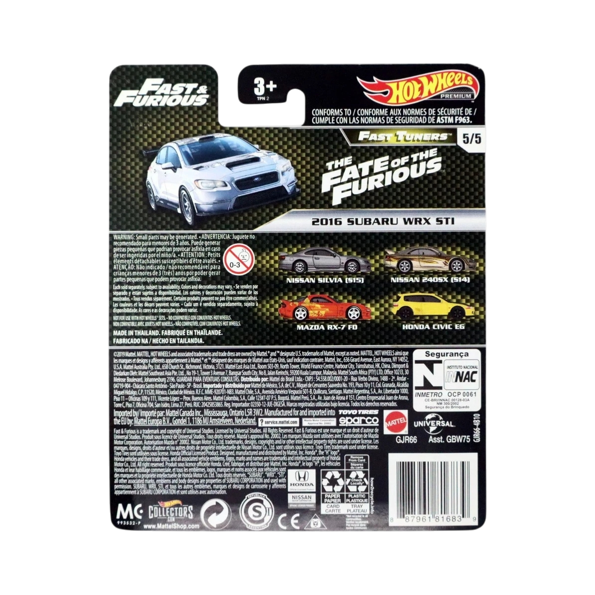 Hot wheels premium fast & Furious fast Tuners 2016 subaru wrx STI scale 1:64
