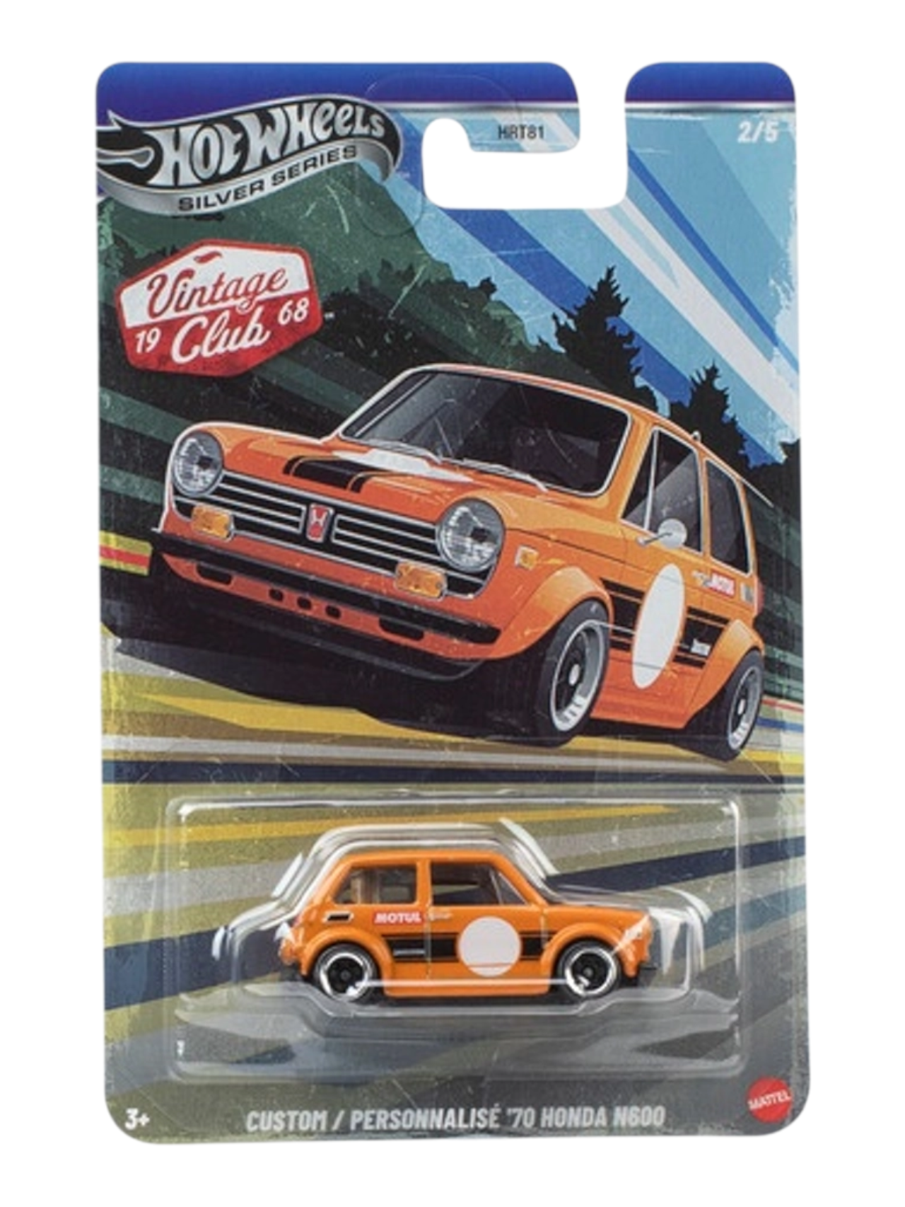 HotWheels Silver Series Vintage Club 1968 Custom/Personnalise 70 Honda N600 Imported Card Art Mainline 1:64 Scale