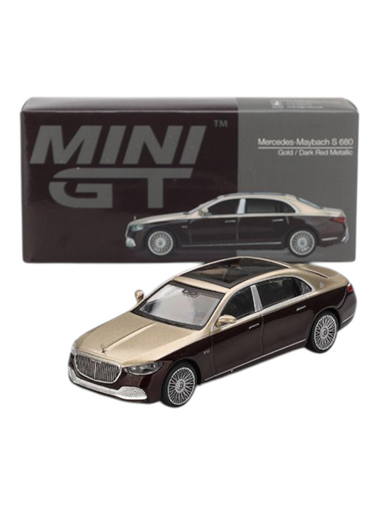 Mini GT Mercedes-Maybach S 680 (Gold/Dark Red Metallic) Code-962 1:64 Scale