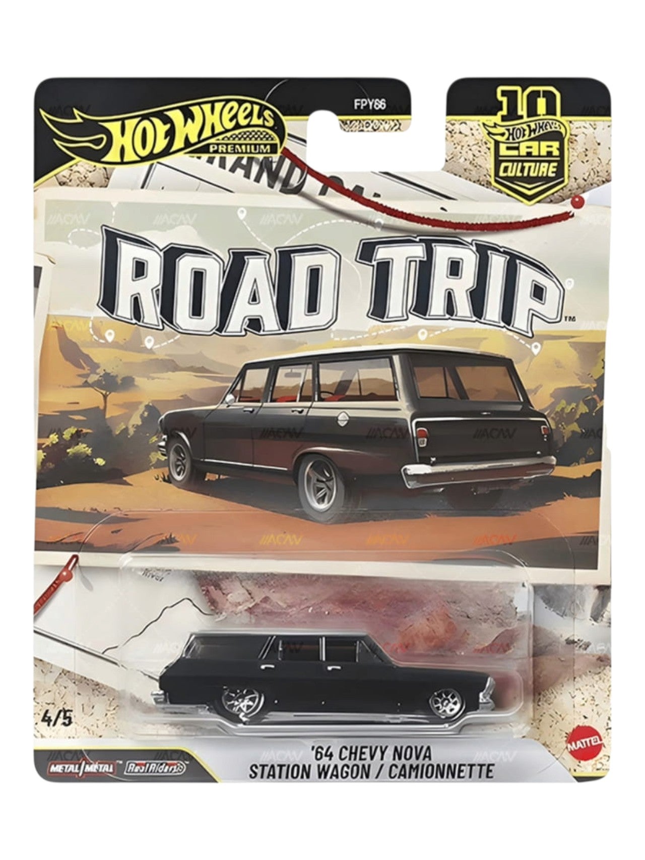 HotWheels Road Trip '64 Chevy Nova Station Wagon / Camionnette Imported Premium 1:64 Scale