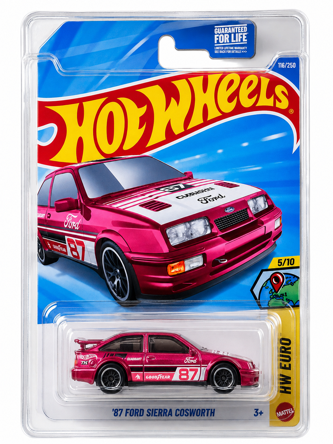 Hotwheels "87 Ford Sierra Cosworth Imported 1:64 Scale With Protector (Super Treasure hunt)