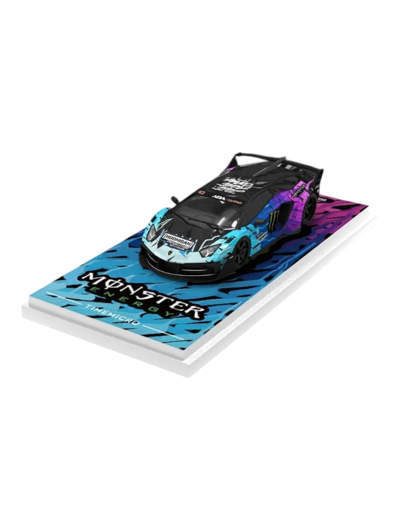 Time Micro Lamborghini GT Evo Monster Energy Livery 1:64 Scale (With Acrylic Case)