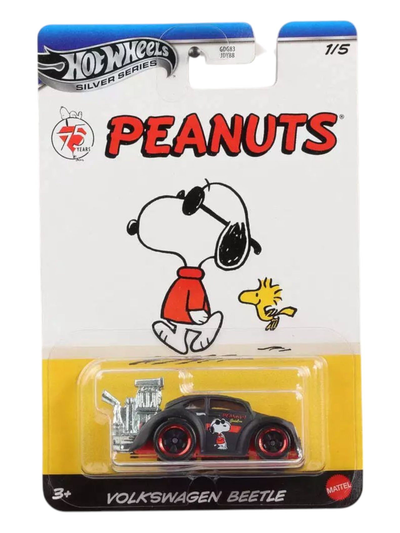 HotWheels Silver Series Peanuts 75 Years Volkswagen Beetle Imported Mainline Card Art 1:64 Scale