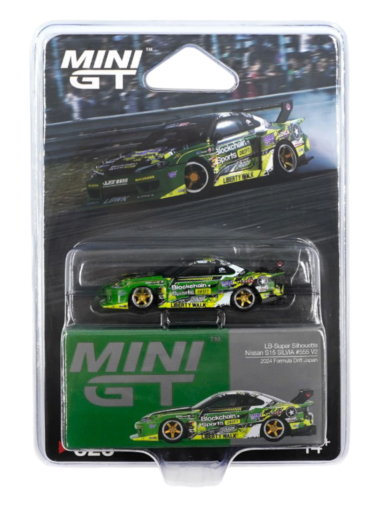 Mini GT LB-Super Silhouette Nissan S15 Silvia #555 V2 (2024 Formula Drift Japan) Code-823 1:64 Scale