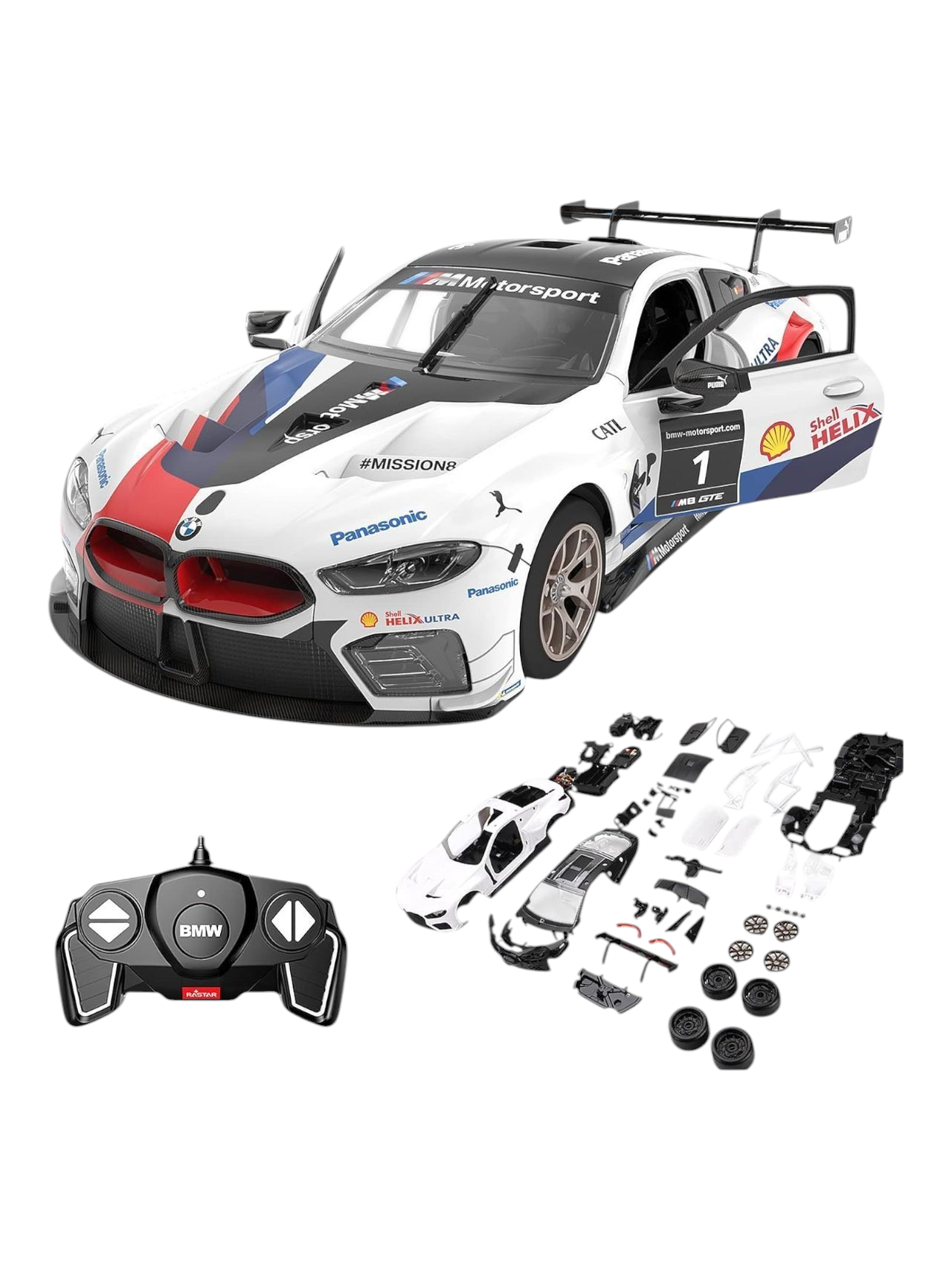 Rastar BMW M8 GTE RC Assembly Model Kit 1:18 Scale (66 pcs and 8 pts)